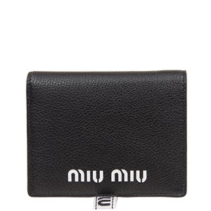 NEW MIU MIU SHORT FOLD WALLET 5MV204 2B64 F0002 GOATSKIN BLACK