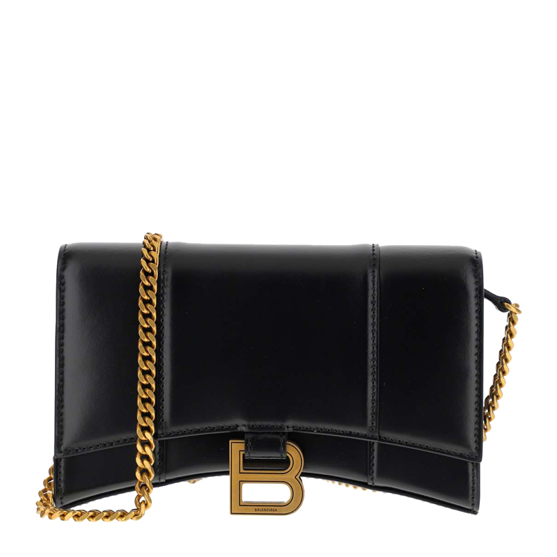 BALENCIAGA｜ (656050 1QJ4M 1000) Women's Hourglass Wallet On Chain in Black | Balenciaga CA
