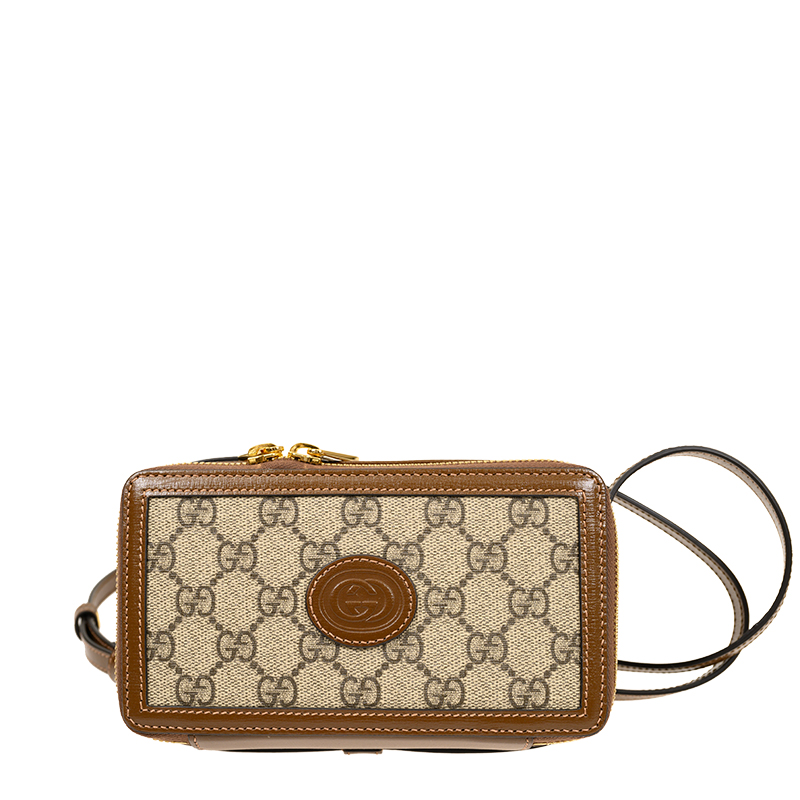 GUCCI｜ (671620 92TCG 8563) Gucci Horsebit 1955 small shoulder bag in beige and ebony GG