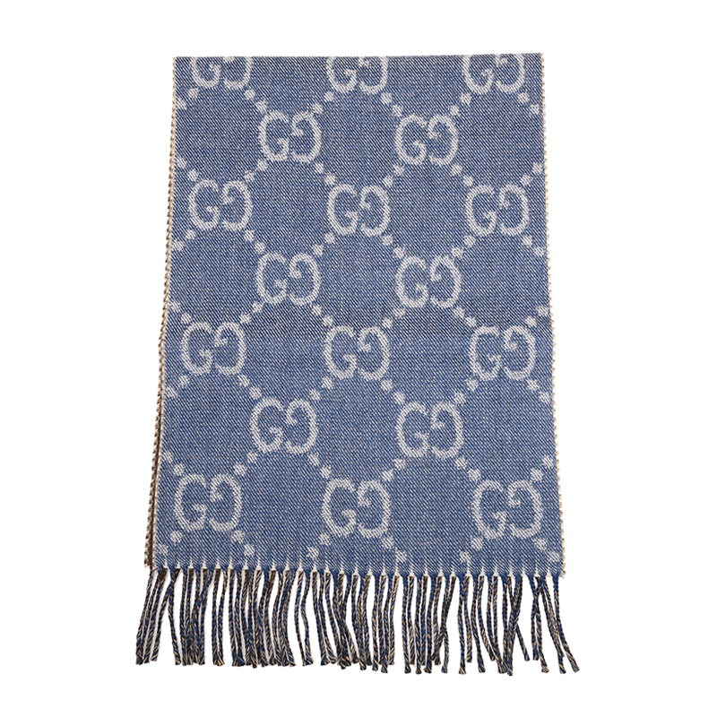 NEW GUCCI SCARFS 676610 3G200 4165 WOOL BLUE