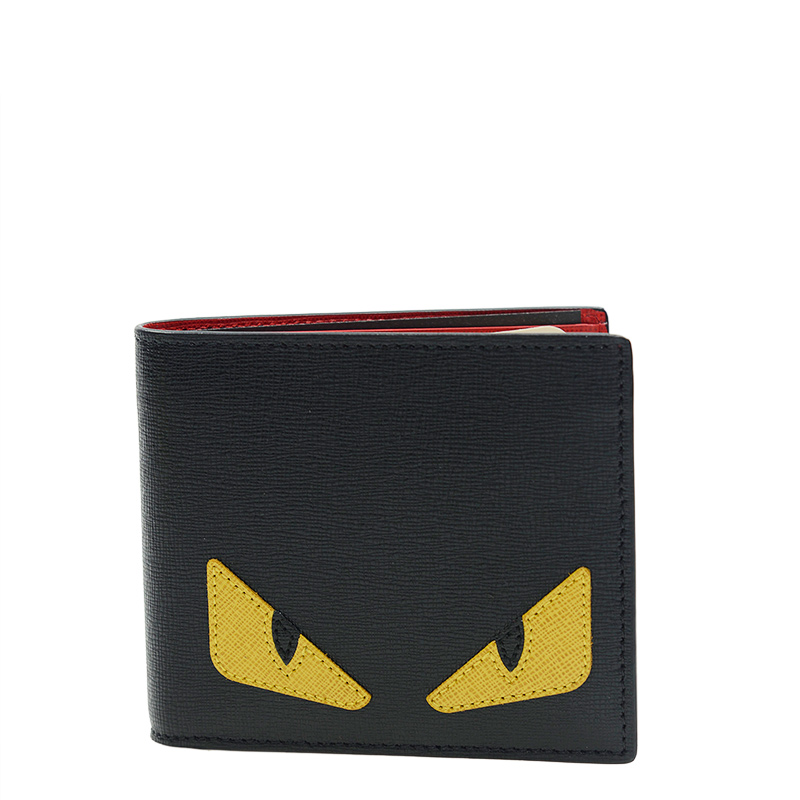 NEW FENDI SHORT FOLD WALLET 7M0169 1CY F0U9T CALFSKIN BLACK