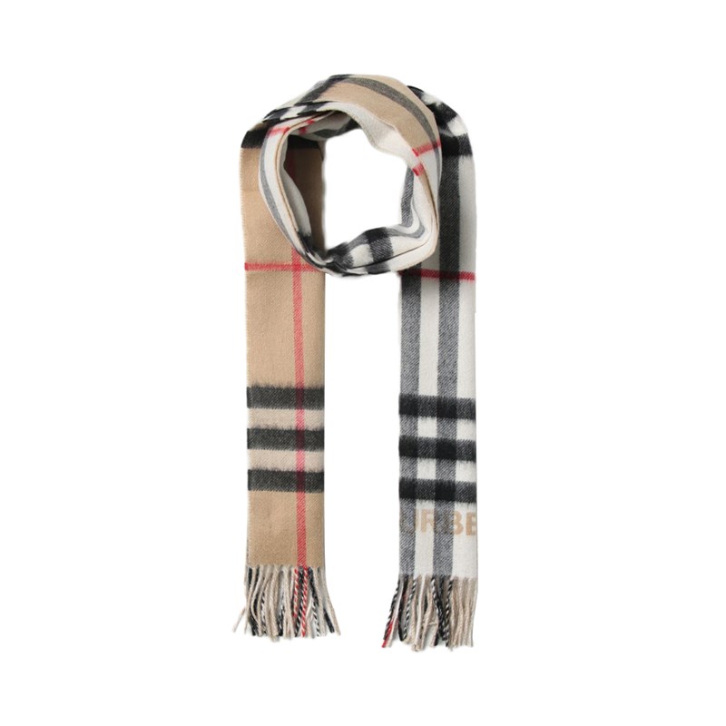 スカーフ BURBERRY Woman Scarf Beige 8059280 NEW BURBERRY SCARFS 8059280 WOOL BROWN/WHITE/BLACK