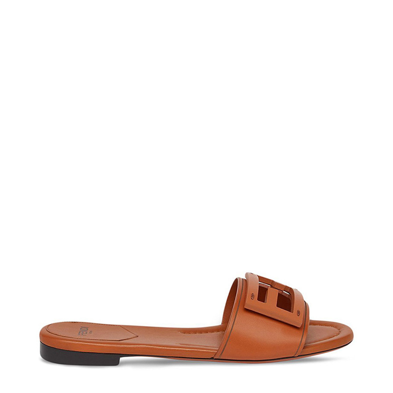 FENDI|SLIPPERS (8R8136 AE7T F0ABB) NEW FENDI SHOES 8R8136 AE7T F1C4R LEATHER BROWN 35.5YARD