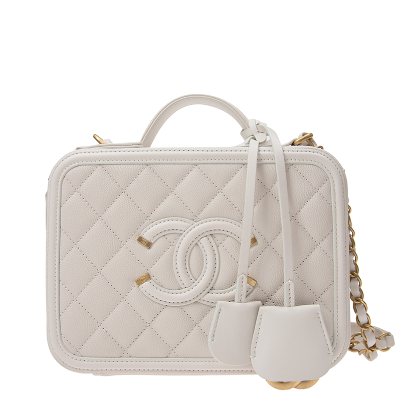 全新chanel 香奈儿 手袋 a93343 牛皮 白色 金扣