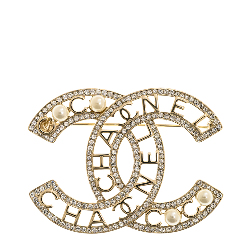 全新CHANEL 香奈兒胸針AB4879 金扣銀色金屬