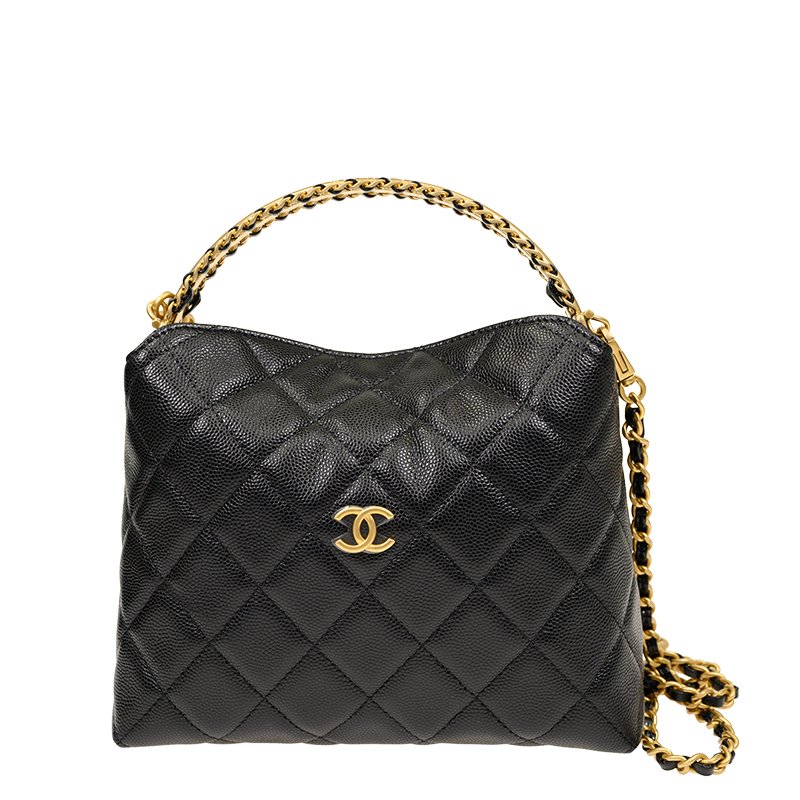 【新品】CHANEL 手袋 Chanel 25小号手袋, 帆布与亮金色金属, 黑— 精品| CHANEL 香奈儿