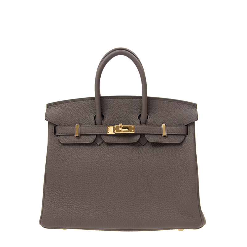 NEW HERMES HANDBAGS BIRKIN 25 8F HANDBAG ETAIN