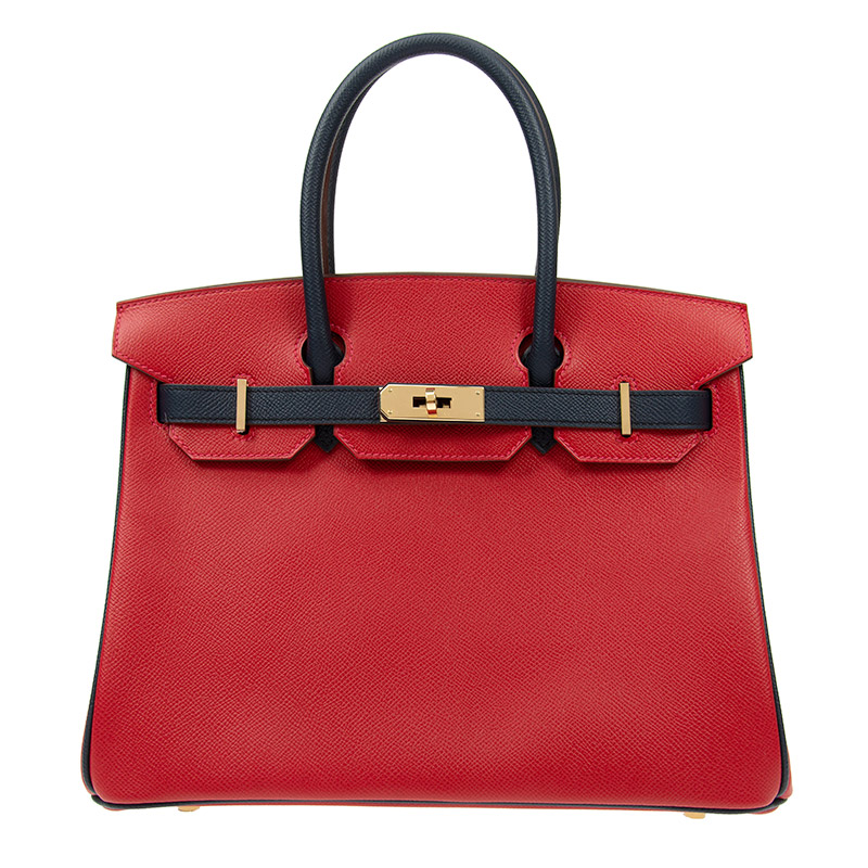 NEW HERMES HANDBAGS BIRKIN 30 Q5/76 HANDBAG ROUGE CASAQUE