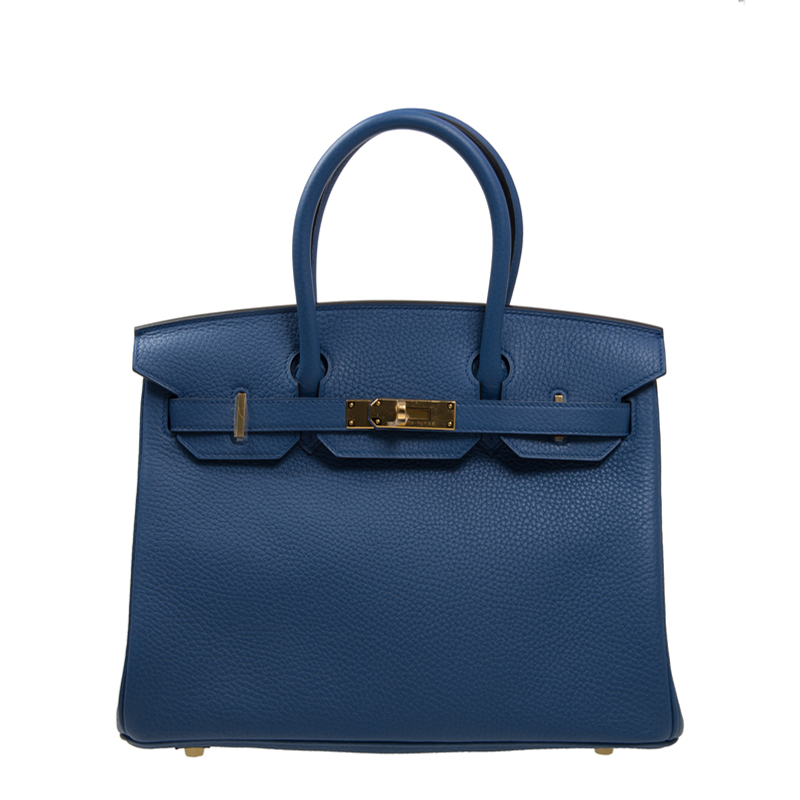 NEW HERMES HANDBAGS BIRKIN 30 R2 HANDBAG BLEU AGATE