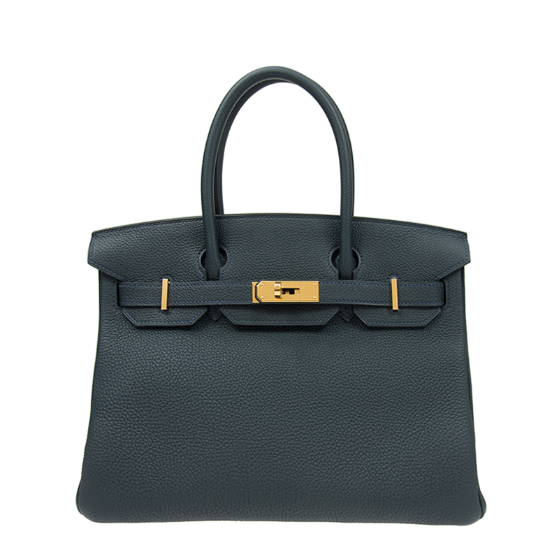 NEW HERMES HANDBAGS BIRKIN 30 V0 HANDBAG VERT ROUSSEAU