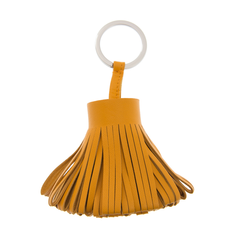 NEW HERMES CARMEN KEY RING 9V YELLOW LEATHER Celebrity standing
