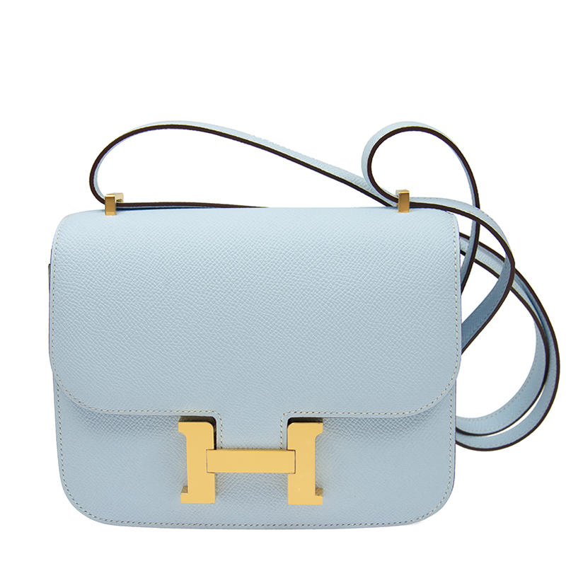 NEW HERMES HANDBAGS CONSTANCE 18 T0 SHOULDER BAG CROSSBODY BAG BLEU BRUME Celebrity standing