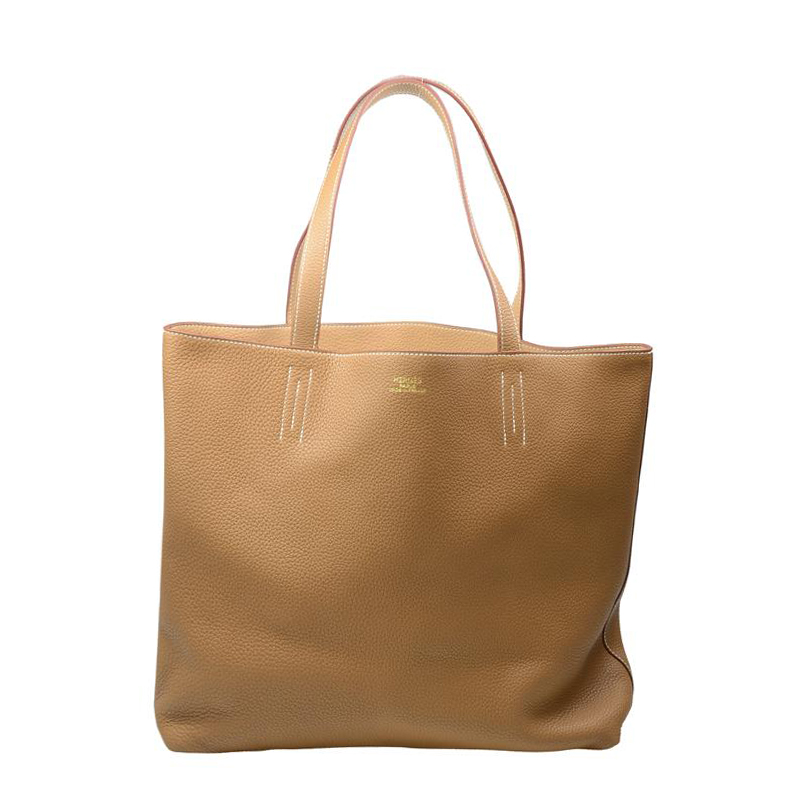 NEW HERMES HANDBAGS DOUBLE SENS 37/35 SHOULDER BAG GOLD/COGNAC