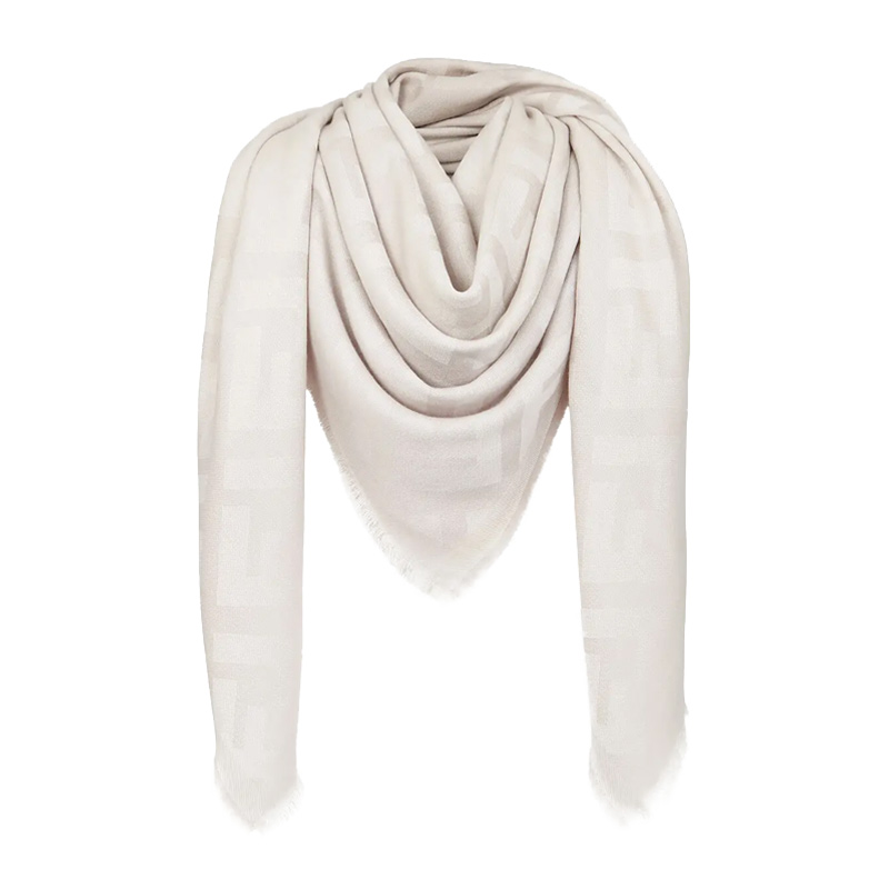 NEW FENDI SCARFS FXT069 A669 F0QG1 WOOL MILKY WHITE