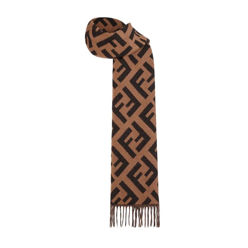 NEW FENDI SCARFS FXT260 A8RS F0QE1 CASHMERE BROWN