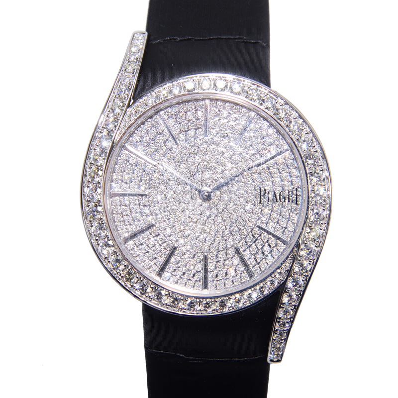 全新piaget 伯爵 limelight 18k白金镶钻 银色 石英机芯 g0a38166