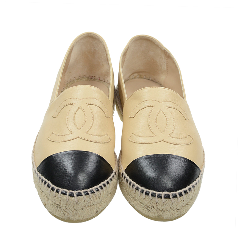 NEW CHANEL SHOES G29762 BEIGE LAMBSKIN 38
