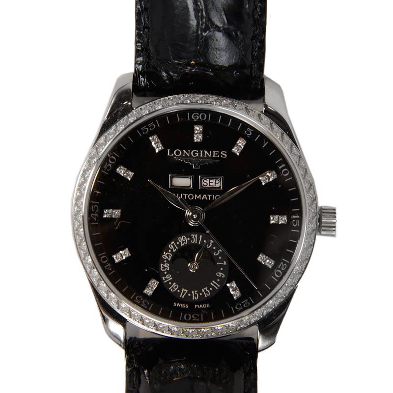 全新longines 浪琴 名匠系列 精钢镶钻 黑色 自动机芯 l2.503.0.57.