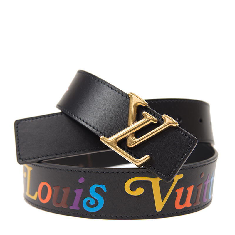 ルイ・ヴィトン ブラック ベルト NEW LOUIS VUITTON BELT NEW WAVE M0078V BLACK LEATHER 85CM