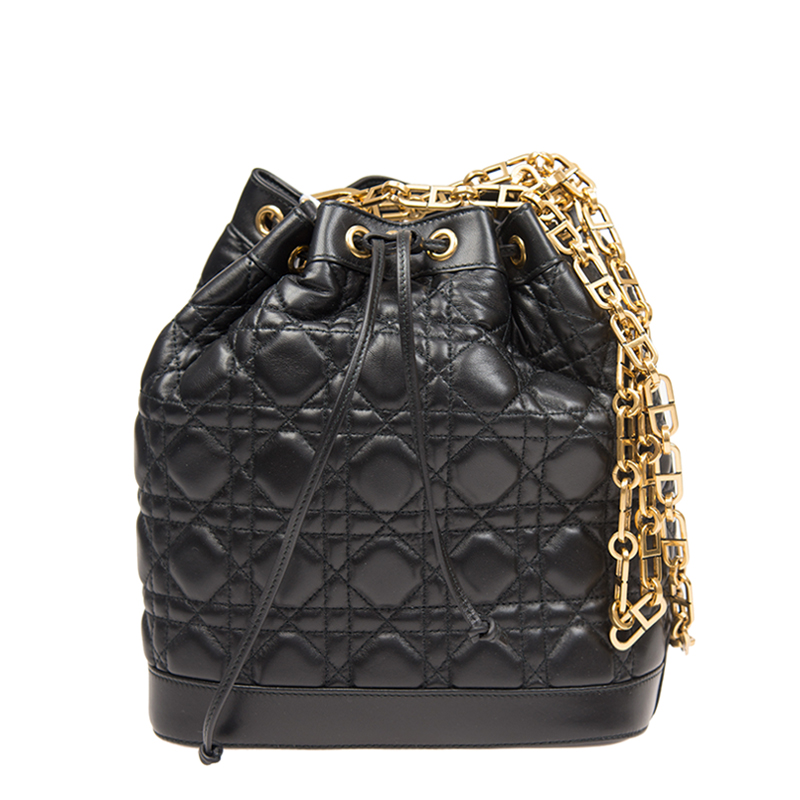 全新CHRISTIAN DIOR 迪奥手袋水桶包M1693 DNMJ 900 羊皮黑色