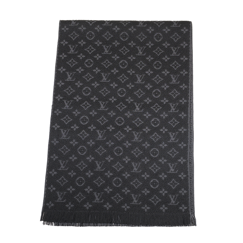 NEW LOUIS VUITTON SCARFS SCIARPA MONOGRAM CLASSIC M70520 WOOL BLACK