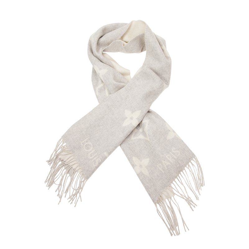NEW LOUIS VUITTON SCARF M71126 PURE CASHMERE GREY