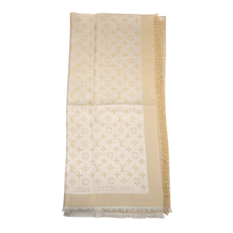 NEW LOUIS VUITTON SCARFS MONOGRAM SHINE M75121 SILK GREY NEW LOUIS VUITTON SCARFS MONOGRAM SHINE M75121 SILK GREY