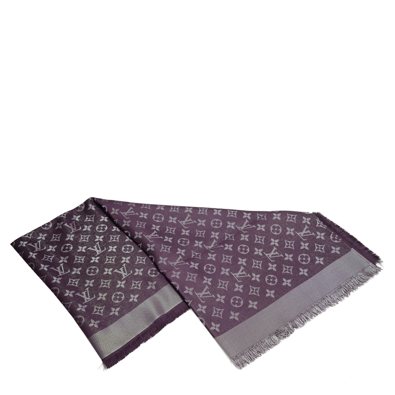 全新LOUIS VUITTON 路易威登絲巾M75124 布料紫色