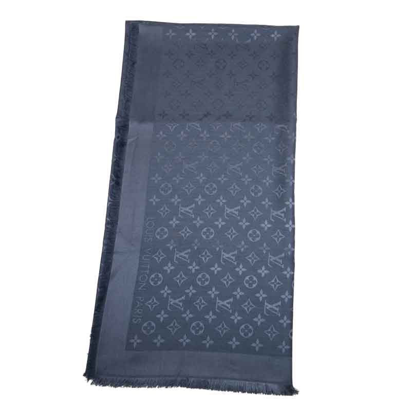 NEW LOUIS VUITTON SCARFS CHALE M76876 SILK DARK BLUE NEW LOUIS VUITTON SCARFS CHALE M76876 SILK DARK BLUE