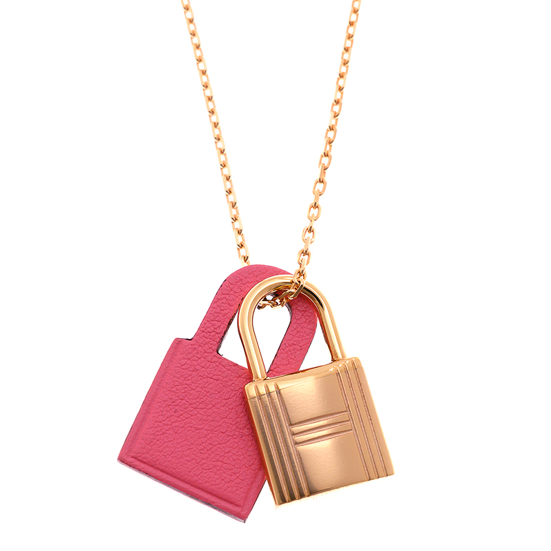 NEW HERMES O'KELLY NECKLACE 8W/PG PINK GOLD METAL