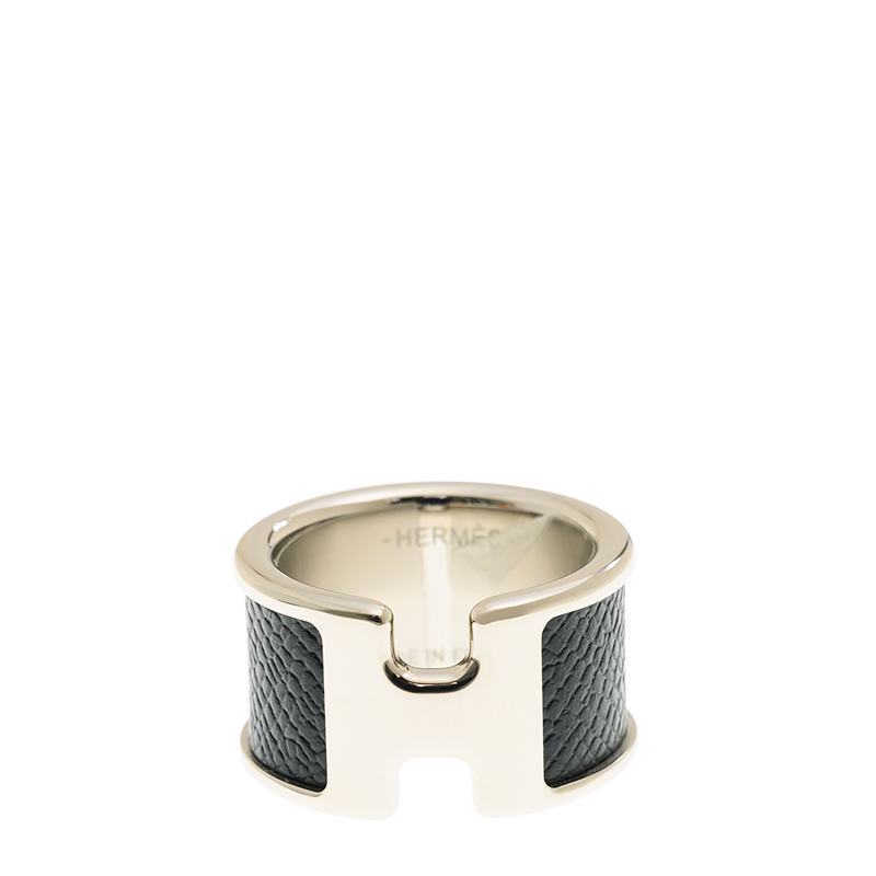 NEW HERMES OLYMPE RING 89/SS BIG S METAL BLACK