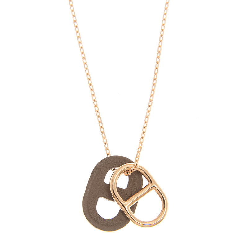 NEW HERMES O'MAILLON NECKLACE 18/PG PINK GOLD METAL