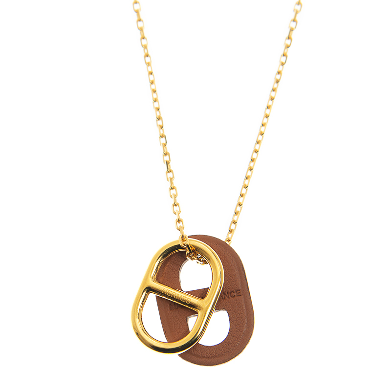 NEW HERMES O'MAILLON NECKLACE 37/GP GOLD METAL