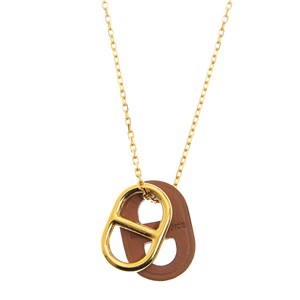 NEW HERMES O'MAILLON NECKLACE 37/GP GOLD METAL