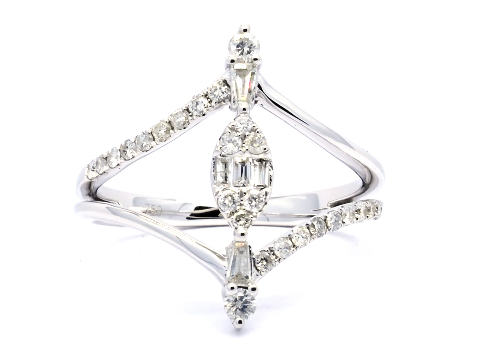 NEW J COLLECTION RING 5 BAGDI 0.12 CT26 RDDI 0.29 CT18KW
