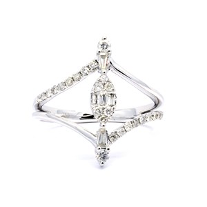 NEW J COLLECTION RING 5 BAGDI 0.12 CT26 RDDI 0.29 CT18KW
