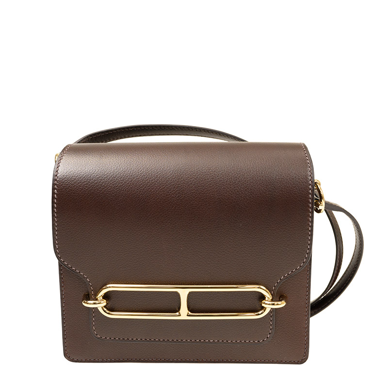 NEW HERMES BAGS ROULIS MINI 41 SHOULDER BAG/CROSSBODY BAG HAVANNE  Celebrity standing