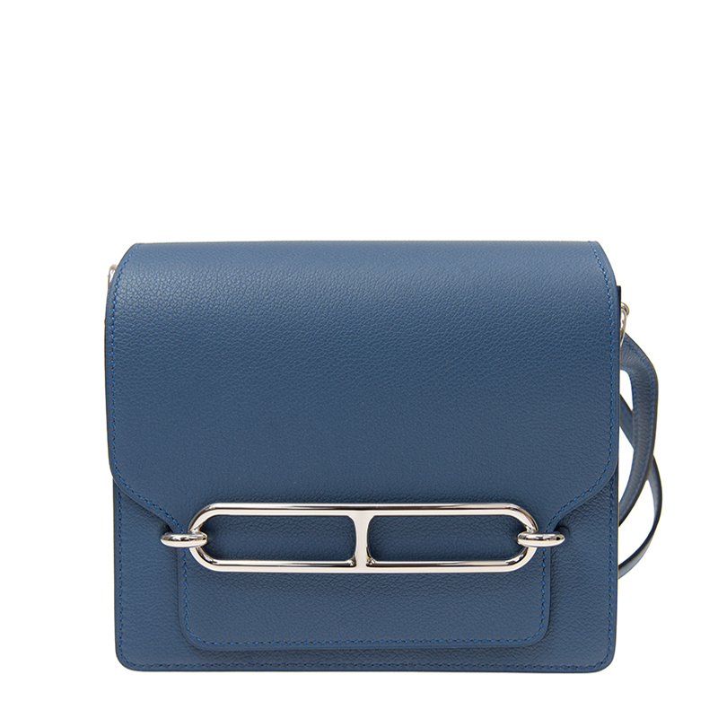 NEW HERMES HANDBAGS ROULIS MINI R2 SHOULDER BAG/CROSSBODY BAG BLEU 