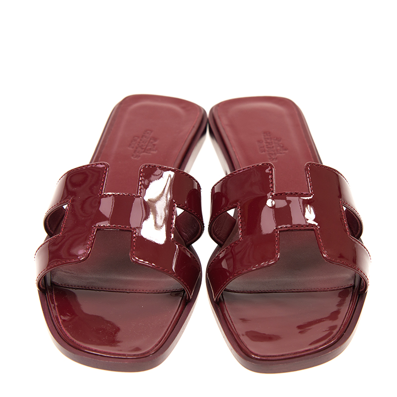 全新hermes 爱马仕 拖鞋 皮革 57 红色 37码