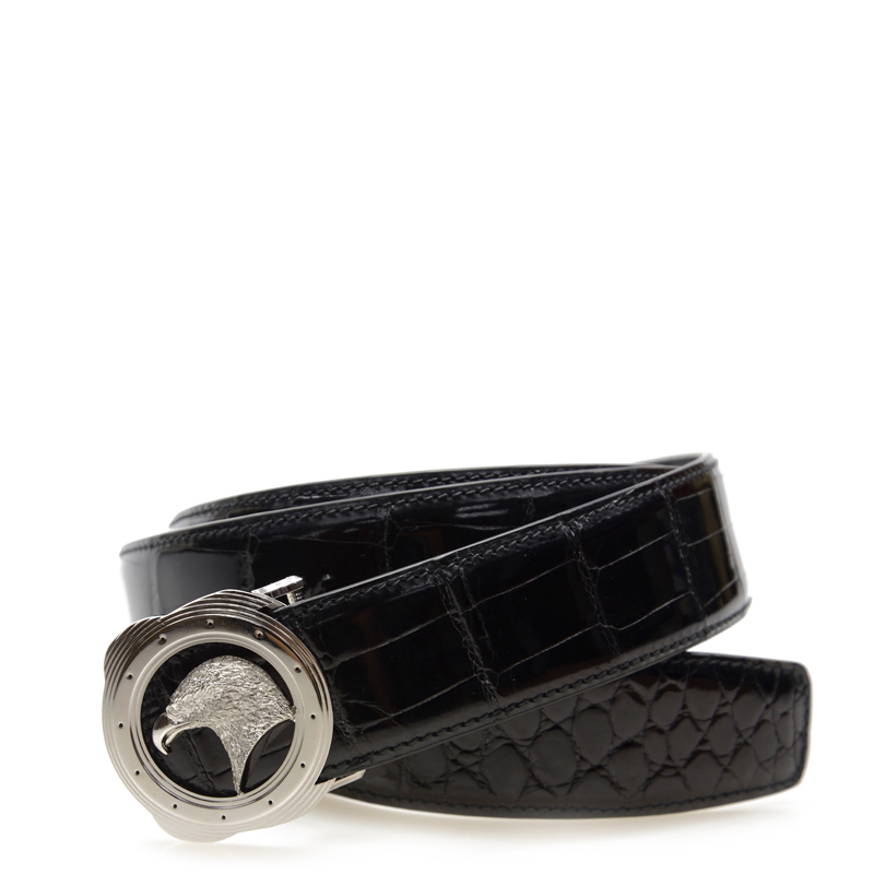 NEW STEFANO RICCI BELT BLACK ALLIGATOR 105CM