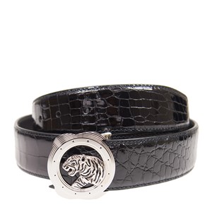 NEW STEFANO RICCI BELT BLACK LEATHER 85CM