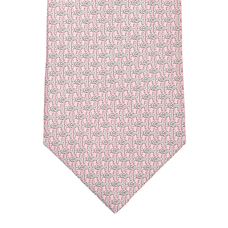 小物 HERMES Silk Tie Pink H Logo Pattern NEW HERMES TIES (H LOGO) SILK PINK