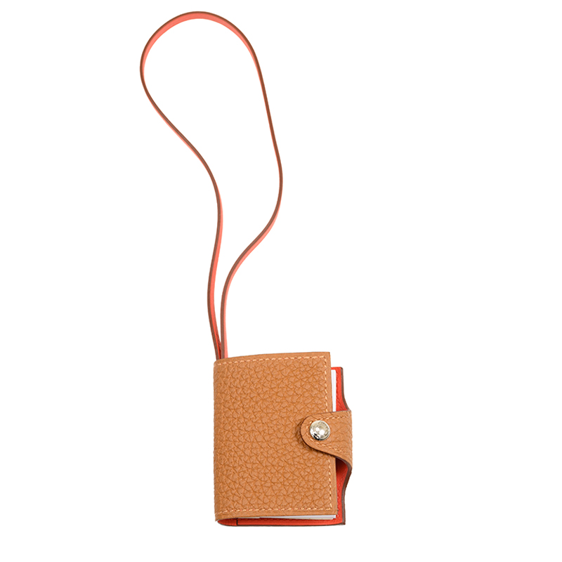 NEW HERMES ULYSSE NANO CHARM TOGO GOLD/RED