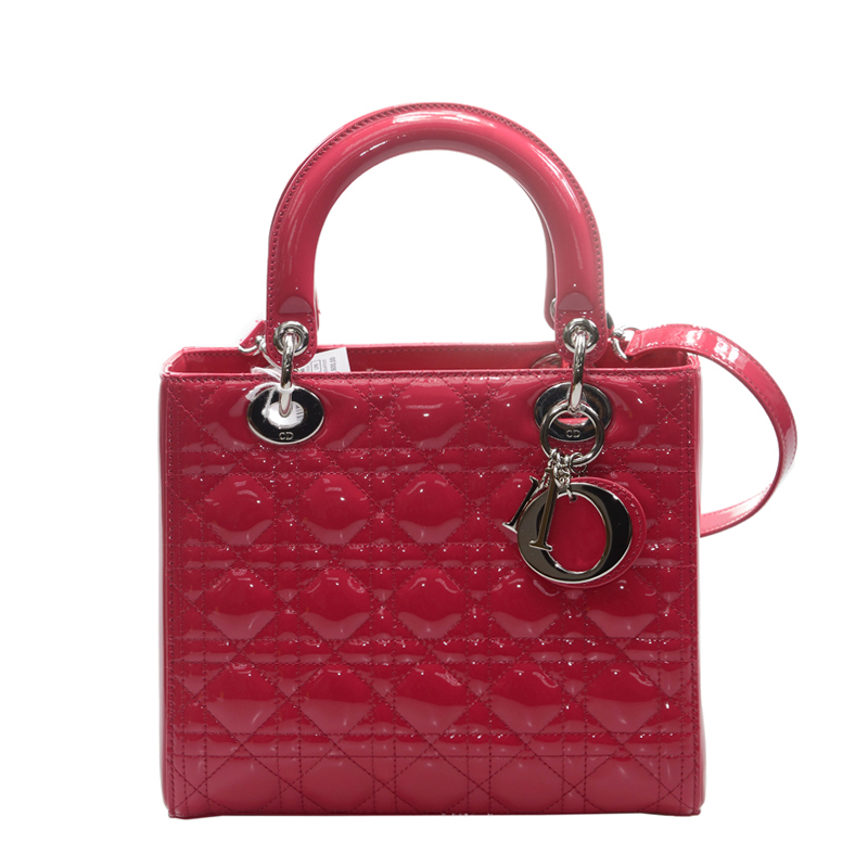 red Dior リボン NEW CHRISTIAN DIOR HANDBAG VRB 44551 217 PATENT LEATHER RED