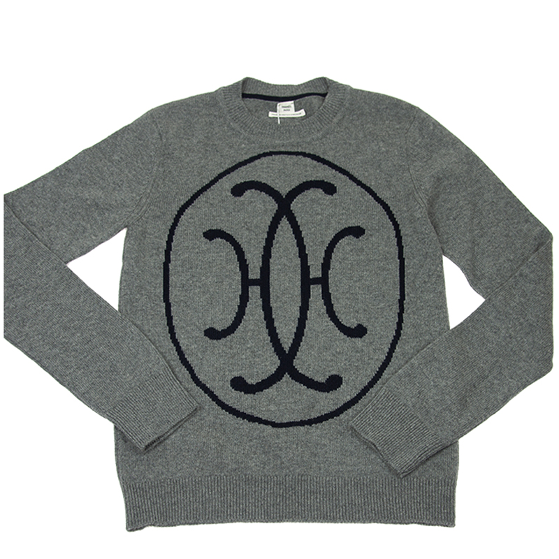 NEW HERMES WOMEN GREY CASHMERE SWEATER 38 GREY WOOL 38