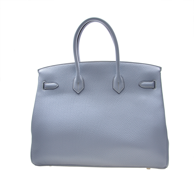 NEW HERMES HANDBAGS BIRKIN 35 J7 HANDBAG BLEU LIN Celebrity standing