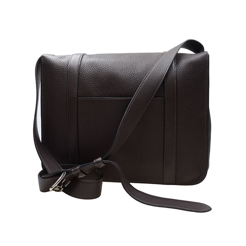 全新hermes 爱马仕 手袋 steve 35cm 46 tau taurillion 深啡色