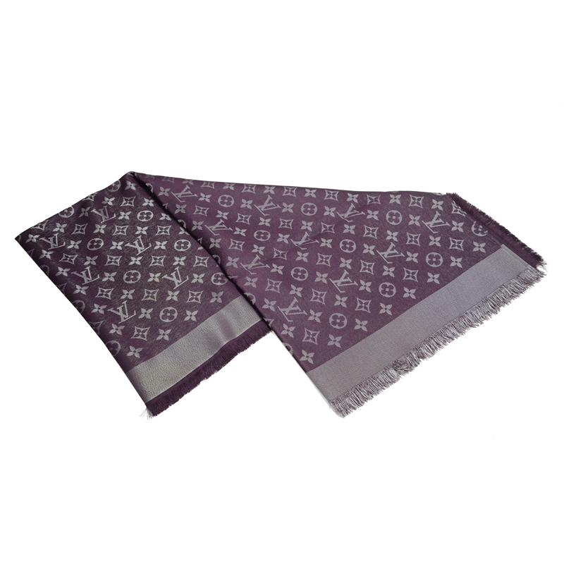 全新LOUIS VUITTON 路易威登絲巾M75124 布料紫色