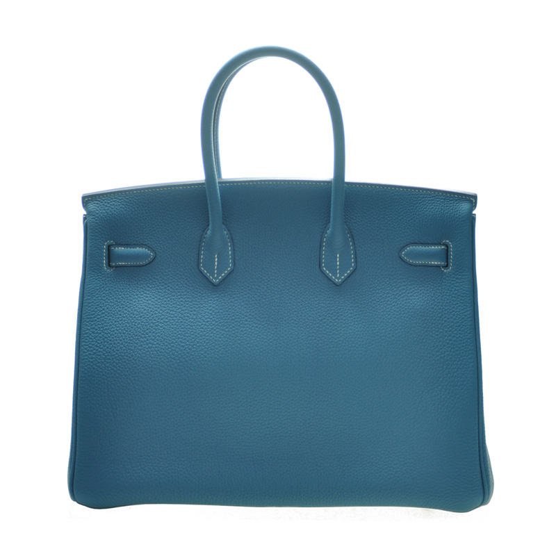 NEW HERMES HANDBAGS BIRKIN 35 75 HANDBAG BLUE JEANS