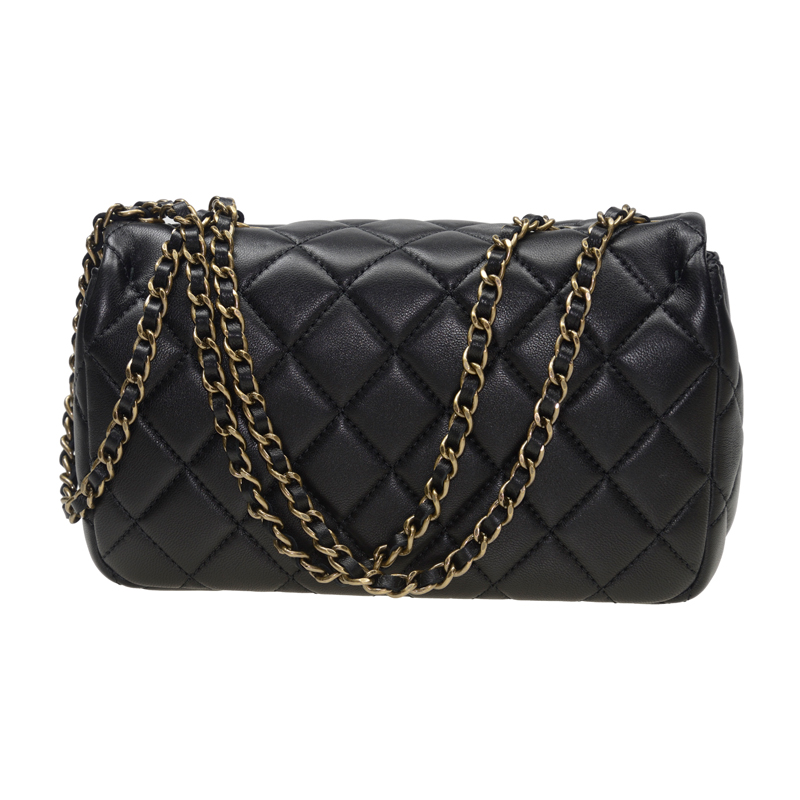 CHANEL バック Chanel XL Maxi Black Quilted Patent Single Flap Chain Bag